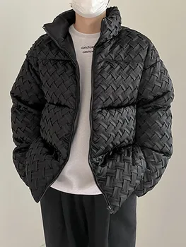 Odzież męska SYUHGFA, koreańska meble, odzież, płaszcz z bawełnianą podszewką, 2023, modne kurtki z kołnierzem-barem, parzyste kurtki z bawełnianą podszewką