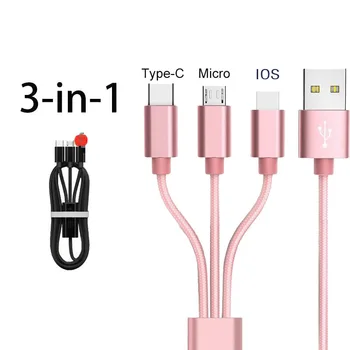3 w 1 USB Type C Kabel do iPhone 13 12 11 Pro XS XR Kabel do szybkiej ładowarki Micro USB Kabel do Huawei Honor Samsung Xiaomi Android