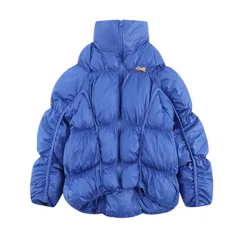 Nieregularna plisowana dół zbiórki kurtka bawełniana bawełniana pikowana kurtka w stylu hip-hop harajuku parki luksusowa męska kurtka zimowa ciepły płaszcz