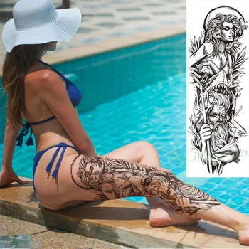 Wodoodporna Tymczasowy Tatuaż Naklejka Strzałka Meduza Sexy Dziewczyna Rekin Zeus Nowa Moda Pełna Ręka Sztuczna Flash Tattoo-Tatuaż wzory dla Mężczyzn Kobiet