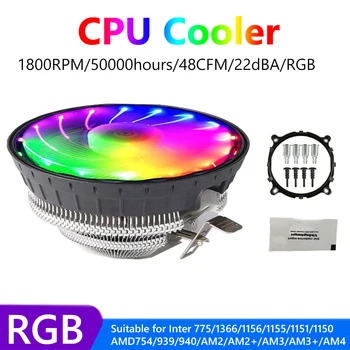 Uniwersalny Chłodzenia Procesora Wentylator 3Pin 1800 obr./min RGB Światło Cichy Radiator dla Intel LGA AMD 1150 Cichy Wentylator o Wysokiej Jakości