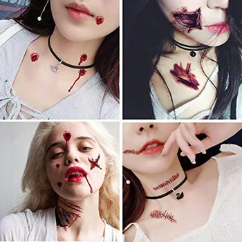 30 arkuszy Halloween Dekoracje Krwi Tymczasowe Tatuaże Straszny Horror Wodoodporne Tatuaże Dla Dzieci Halloween Wieczorowe Biżuteria Straszne