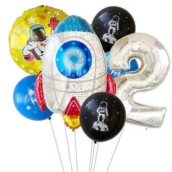 Przestrzeń 0-9 Balon Zestaw Astronauta Astronauta Rakieta Folia Globusy Dla Chłopca Dzieci Galaktyka Motyw Urodziny Wystrój Dostawy