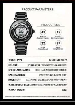 BINBOND 2023 Modne Męskie Zegarki Najlepsze Marki Luksusowych Biznesowe Zegarek Dla Mężczyzn Ze Stali Nierdzewnej Wodoodporny Zegarek Kwarcowy Relogio Mascul