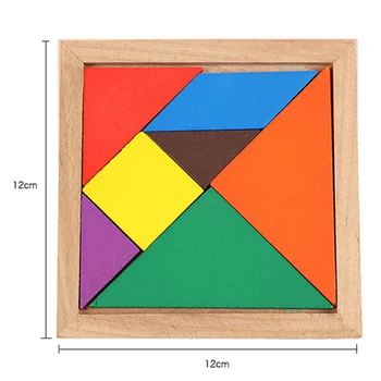 1 Montessori Drewniany Tangram 7 Szt Puzzle Kolorowe Kwadratowe IQ Gry Logiczne Zajawka Inteligentne Zabawki Edukacyjne dla Dzieci