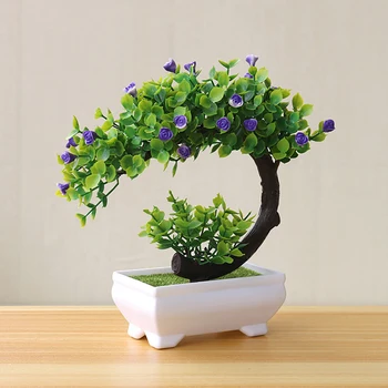 1 Realistic Artificial Plant Bonsai Fake Flower Doniczkowe Desk Ornament Home Hotel Garden Decor Gift Sztuczny bonsai