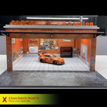 Bob Akryl 1/64 Model Samochodu Scena Diorama Stacja Naprawy Samochodów Z Podświetleniem Scenariusz Symulacji PVC Zbiornik Arkusz Model