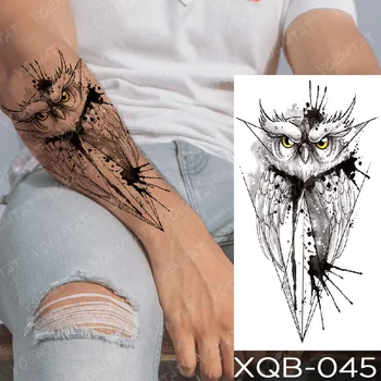 Wodoodporna Tymczasowy Tatuaż Naklejka Желтоглазая Sowa Flash Tatuaż Wilka Tiger Dragon Body Art Ręka Sztuczna Tattoo Kobiety Mężczyźni