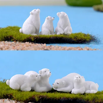 Realistyczne Rodzinne Figurki Niedźwiedź polarny, Niedźwiedź polarny, Miniaturowa Figurka, Wspaniały dom, Ogród, Ślub, Lalka, Dekoracja, zabawka dla dziewczynki, prezent