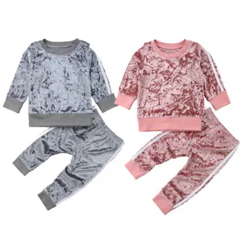 Dla Dzieci nowy Velvet Top dla dziewczynki, Bluza + Spodnie, 2 przedmiotu, Odzież, strój Sportowy, Rozmiar od 1 do 5 lat