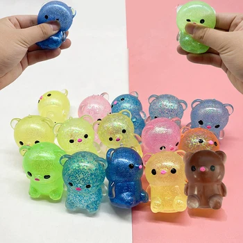 LUCKKIN TPR Mini Niedźwiedź Stres Piłka Zabawka Antystresowy Miękki Śluzowaty Niedźwiedź Powoli Narastającym Trzymający Nowość Fidget Zabawka