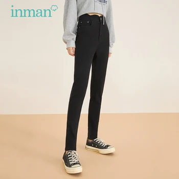 Damskie dżinsy INMAN, Demi Minimalistyczne Proste Uniwersalne Spodnie Jeansowe z Falistą linią Talii