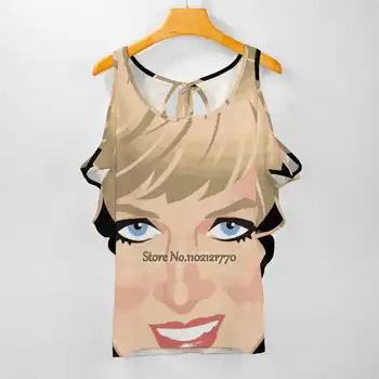 Damska koszulka Lady Di, Bluzki z Nadrukiem, koszulka z Okrągłym dekoltem i sznurowanie z Tyłu, Modne Graficzny t-Shirt Ladydi Diana Spencer Princess People Y2K