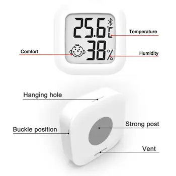 Bluetooth-kompatybilny Elektroniczny Czujnik Temperatury I Wilgotności LCD Cyfrowy Termometr Higrometr stacja pogodowa Do Domu