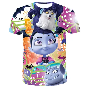 T-shirt Disney Vampirina, Dziecięcy t-Shirt z 3D Print, Letnia koszulka z postaciami z kreskówek dla Chłopców i Dziewcząt, Unisex, Luźny t-Shirt z Okrągłym dekoltem, Topy