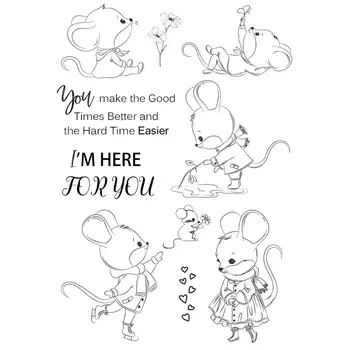 Dwa cute myszy, Przezroczyste Silikonowe Stemple do DIY Scrapbooking/Budowy Kartki/dla Dzieci Diy, Biżuteria, Akcesoria OS-76