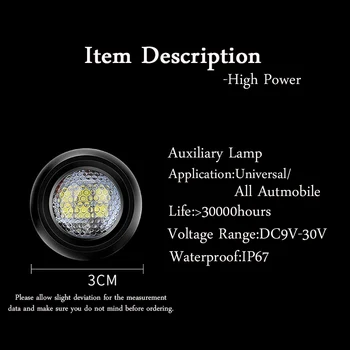 Super Jasny LED, Dodatkowe Światło Cofania Do Samochodu SUV ATV Offroad Uniwersalny Pomocniczy Led Pracy Światło 12V Противотуманный Reflektor