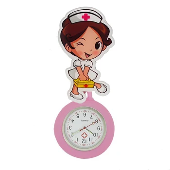 Zegarek pielęgniarki cewki ikony cute kreskówki YiJia Retractable kieszonkowe z kolorową Gumową Powłoką i Świecącą Wskaźnikiem