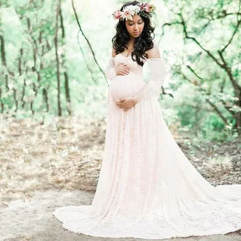 Środki Do Pielęgnacji Skóry Dla Przyszłych Mam Koronka Bawełniana Sukienka Dla Kobiet W Ciąży Z Pociągu Styl Sukienka Baby Shower Rekwizyty Do Zdjęć Odzież Plus Rozmiary Modne Nowe