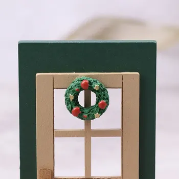 1:12 Miniaturowy Domek dla Lalek Kartki Drzwi Meble Model DIY Akcesoria Ozdoby Domek dla Lalek Drzwi Świąteczny Wystrój