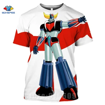 Mazinger Z Koszulka Męska Japonia Robot Anime 3D Print Męska Koszulka Damska Letnia Koszulka Goldorak Harajuku Meble, Odzież Fitness, Koszule
