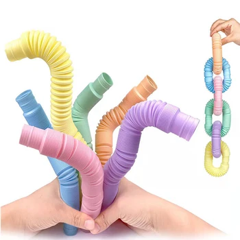 8 Szt. Duże DIY Świecące Kolorowe Plastikowe Pop-Rurki, Zabawki dla ukojenia, Mini-Rozciągnięte Plastikowe Rurki dla Dzieci, Dorosłych, Dzieci