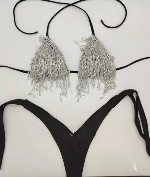 2020 Wenus wakacje nowy diamentowy komplet bikini z frędzelkami бандажный strój kąpielowy sexy damski kostium kąpielowy strój kąpielowy push-up, stroje kąpielowe