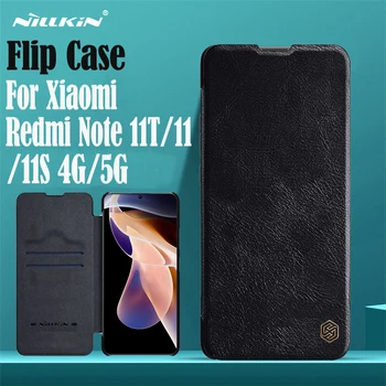 Dla Xiaomi Redmi Note 11S/11T/11 4G 5G Flip-etui Nillkin Qin Skórzany Pokrowiec-serwisowa z Klapką Dla Redmi Note11, Torby Dla telefonów