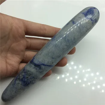 18 cm bardzo długi Niebieski klucz jade kryształ kamień różdżka długa kryształowy masażu różdżka on różdżka dla zdrowia kryształy lecznicze