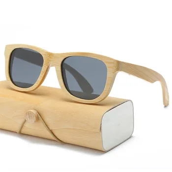 Spolaryzowane Drewniane Okulary Męskie i damskie kwadratowe bambusowe Damskie Lustrzane Okulary przeciwsłoneczne Polaroid dla mężczyzn i kobiet retro de sol Ręcznie Różowy