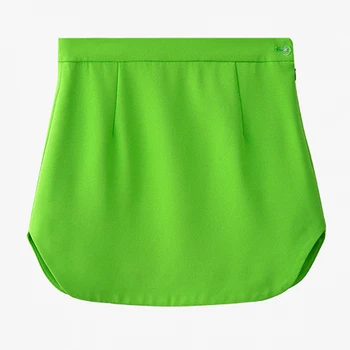 HIGH STREET Najnowsza 2022 Designerskie Modna Mini spódniczka Damska Zielony Fluorescencyjny Dopasowana Spódnica