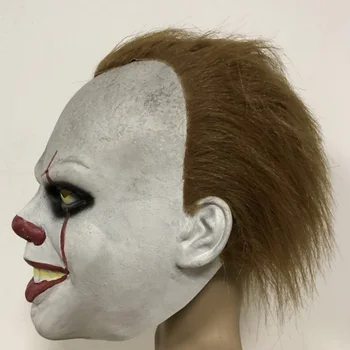 Nowy Latex Film Stephena Kinga It Klaun Pennywise Joker Garnitur Maski Dla Imprez Pełna Głowy Piłkę Do Włosów Halloween Cosplay Maska