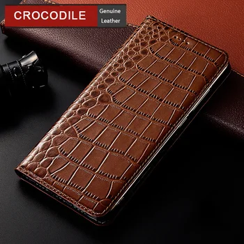 Etui z naturalnej skóry Krokodyla Dla Samsung Galaxy M62 F62 A22 A32 A42 A52 A72 A82 XCover 4 5 Pro Skórzane Etui z klapką