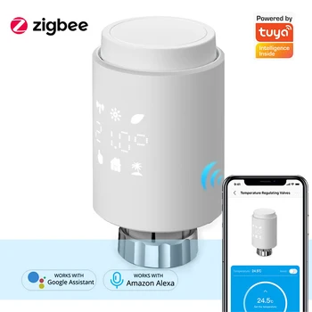 ZigBee3.0 TRV Tuya Zawór Napędu Chłodnicy Inteligentny, Programowalny Termostat regulacja Temperatury Grzejnika Alexa google voice home